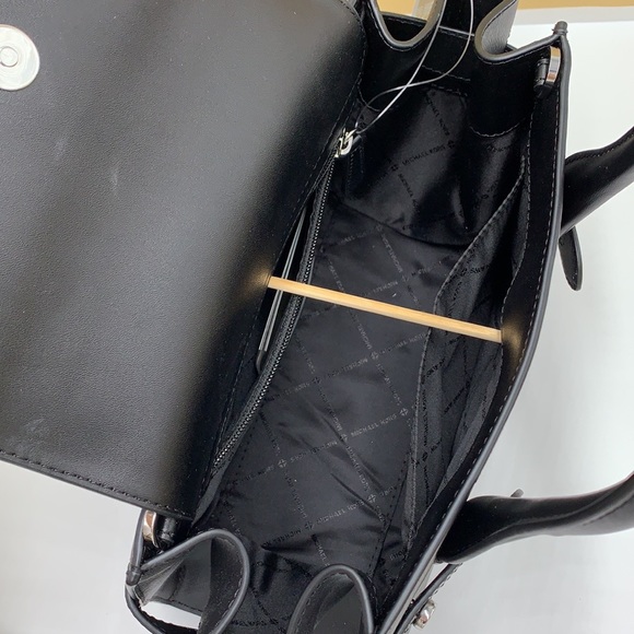 MICHAEL KORS Carmen Medium Flap Saffiano Leather Belted Satchel Black color - Picture 3 of 16